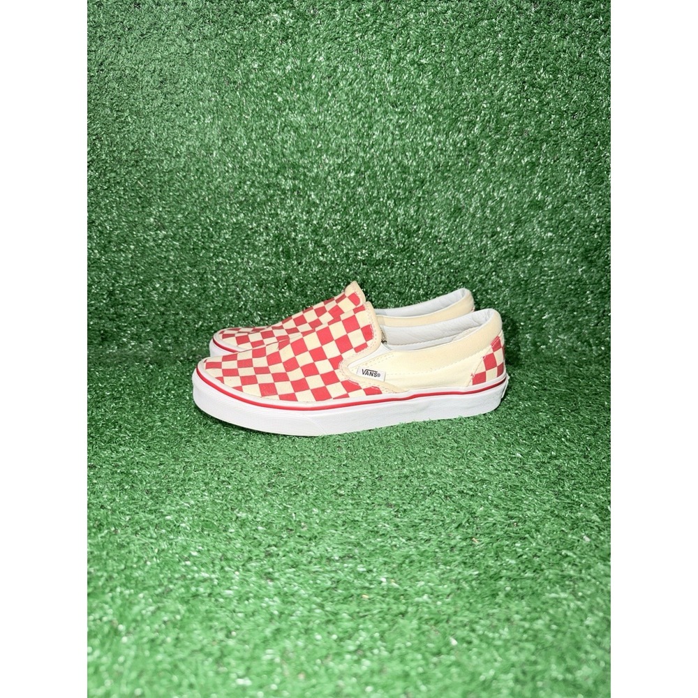 VANS Classic Slip-On Women Size 7 Red White Checkerboard Sneakers Skate Shoe - Picture 4 of 9